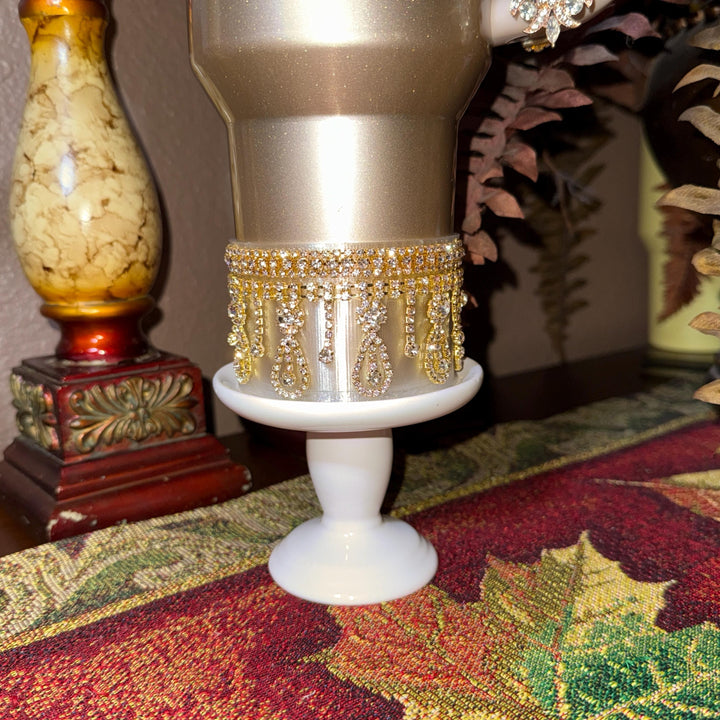 Luxurious Gold Fancy Rhinestone Royal Princess Accessory for Stanley tumbler, Crown Topper, Royal Queen Halo Bling Bangle Band Boot Straw