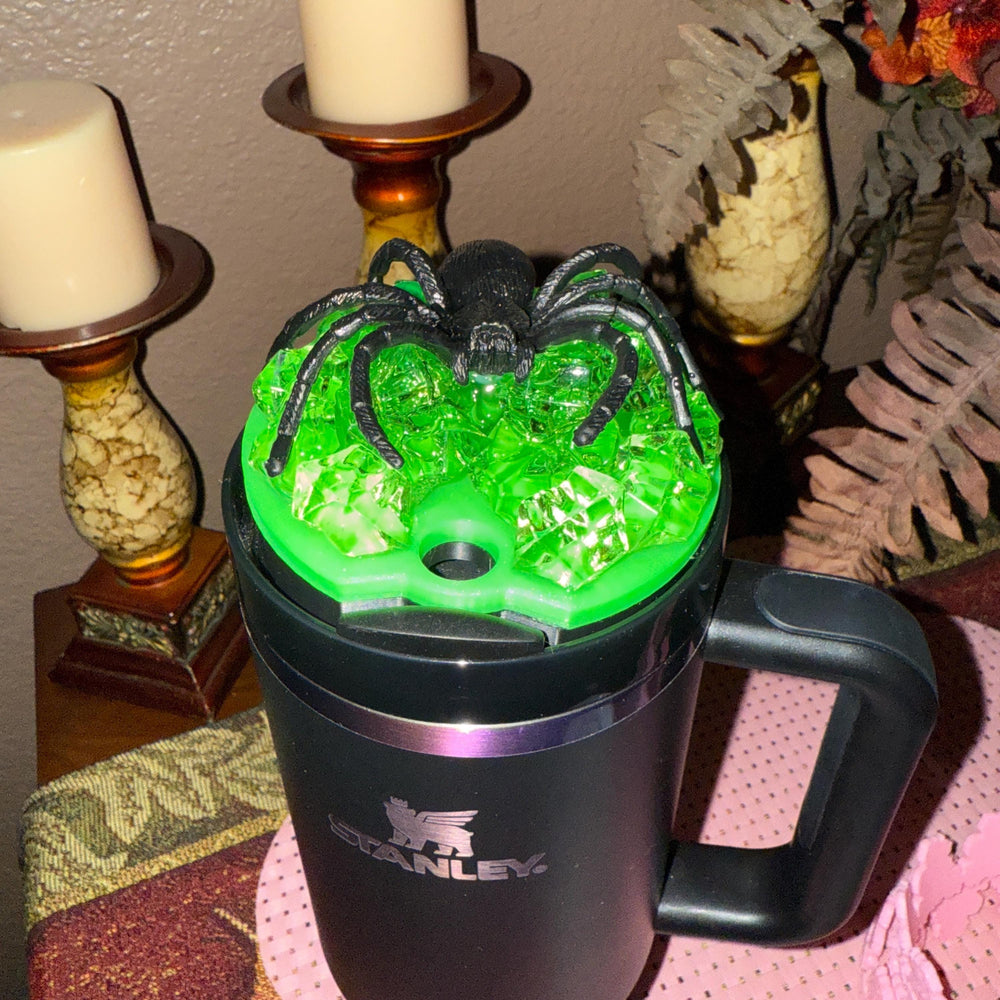 Glow in the Dark Halloween Spider Topper, Fits 30 40 oz Stanley Unique Gift, Spooky Season