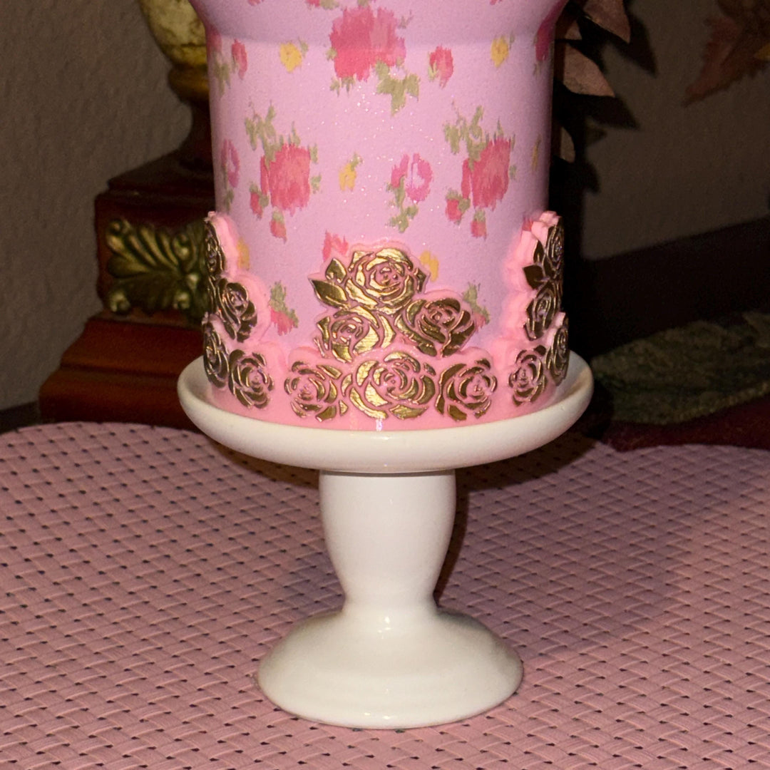 Rose Cluster Tumbler Topper, boot or halo for the Love Shack Fancy Stanley Tumblers, Pink accents with gold, BEST SELLER