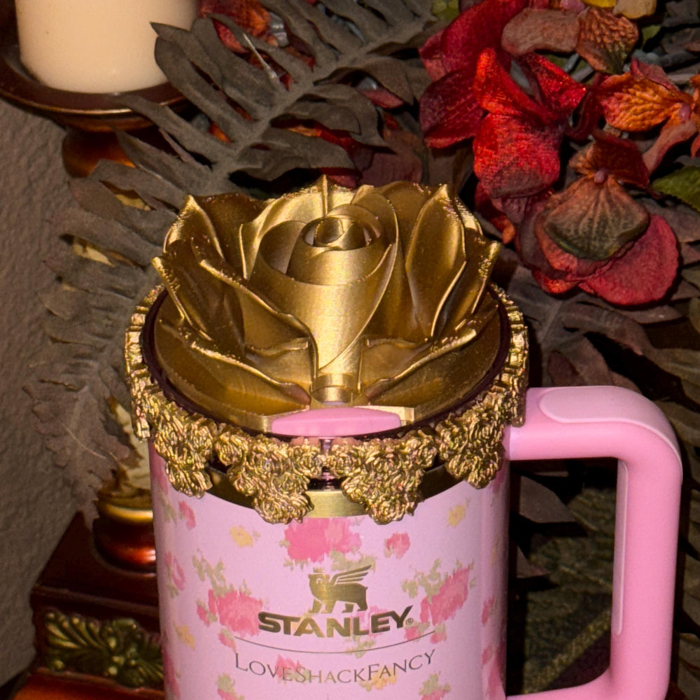 Gold Rose Cluster Tumbler Topper, boot or halo for the Love Shack Fancy Stanley Tumblers