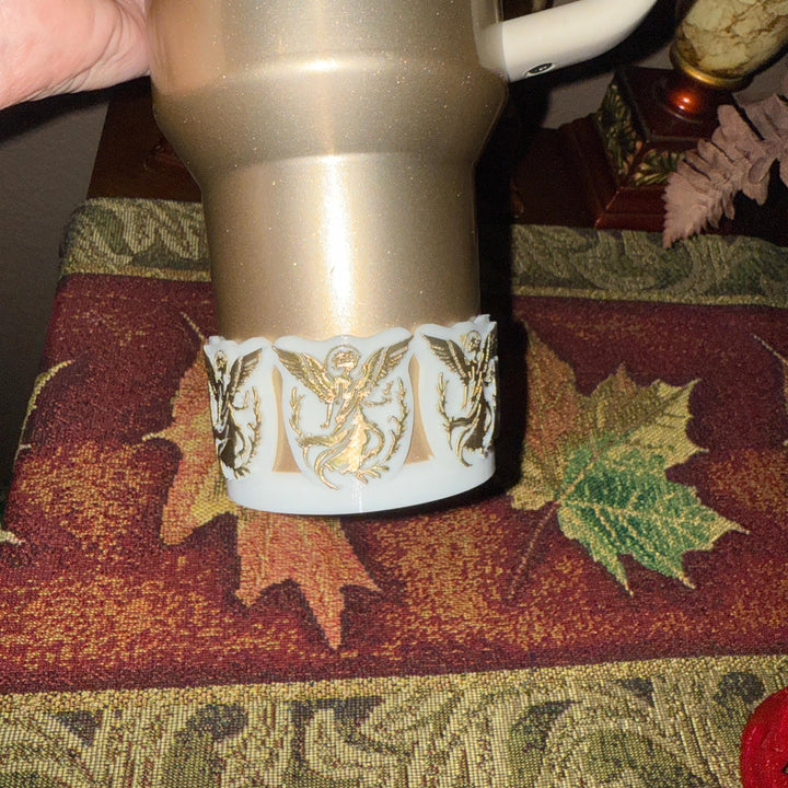 Christmas Angel Tumbler Boot, Protective Sleeve, Stanley Tumbler Accessories, black, gold, silver