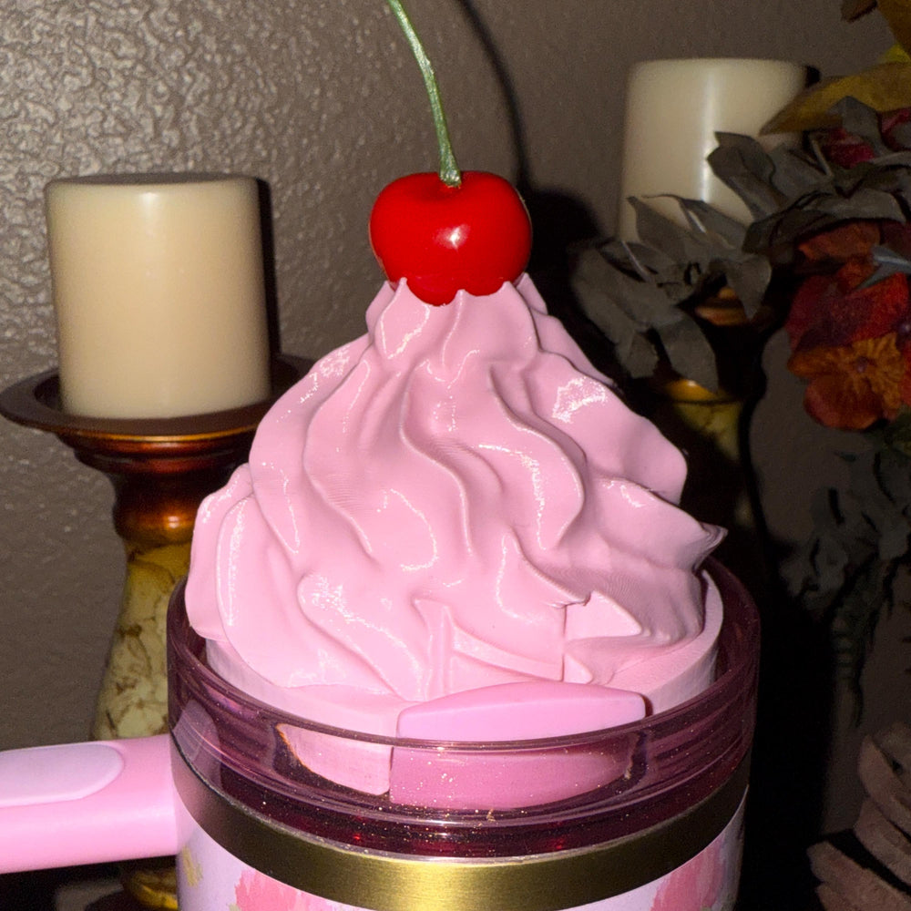 Pink Whipped with Cherry Tumbler Topper, fits the Love Shack Fancy Stanley Tumblers, 3D printed