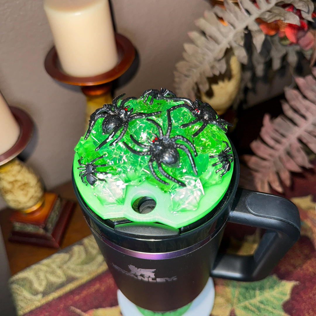 Multi Spider Glow in the Dark Halloween Spider Topper, Fits 30 40 oz Stanley Unique Gift, Spooky Season