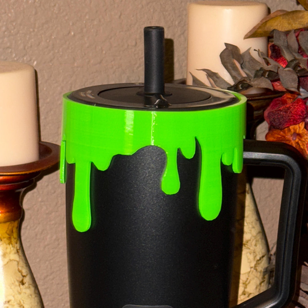 Slime drips Lid Halo Bangle and Boot for Stanley tumblers, Neon Lime Green, Tumbler Sleeves, BEST SELLER