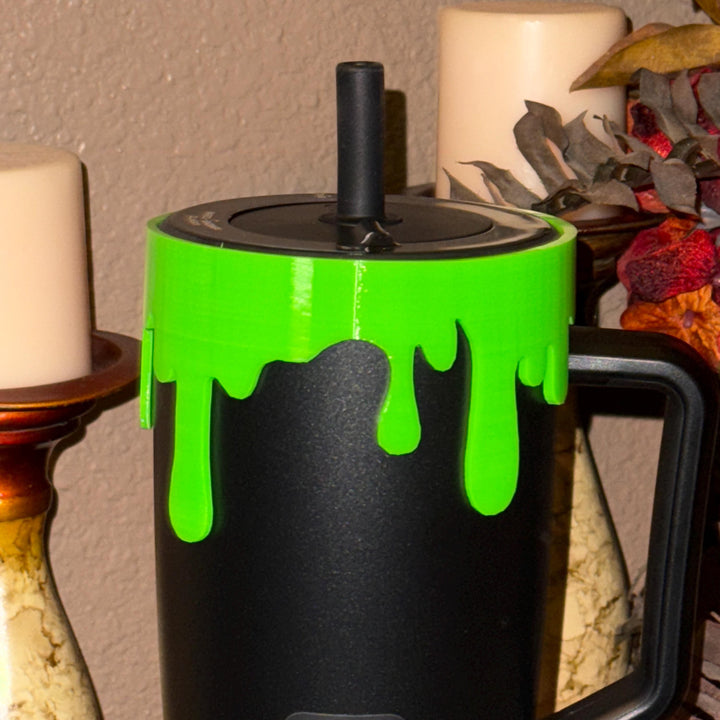 Slime drips Lid Halo Bangle and Boot for Stanley tumblers, Neon Lime Green, Tumbler Sleeves, BEST SELLER
