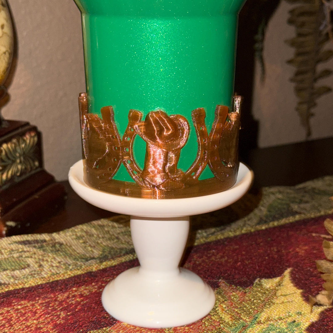 Cowboy and Horseshoe Hat Tumbler Boot, Rodeo Cup Sleeve, fits your Stanley Tumblers, Unique Gift, wrangler rider
