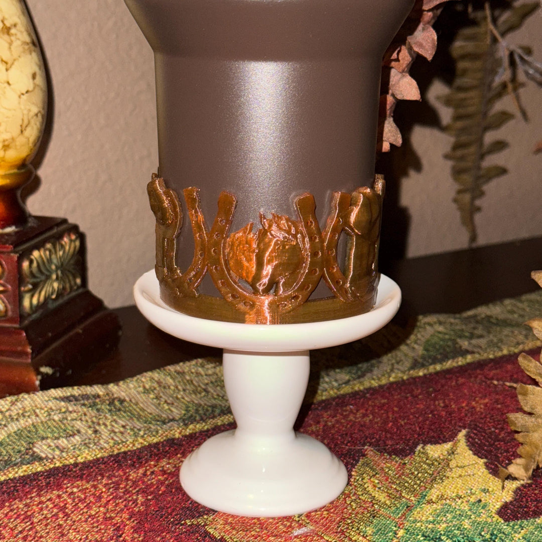 Cowboy and Horseshoe Hat Tumbler Boot, Rodeo Cup Sleeve, fits your Stanley Tumblers, Unique Gift, wrangler rider