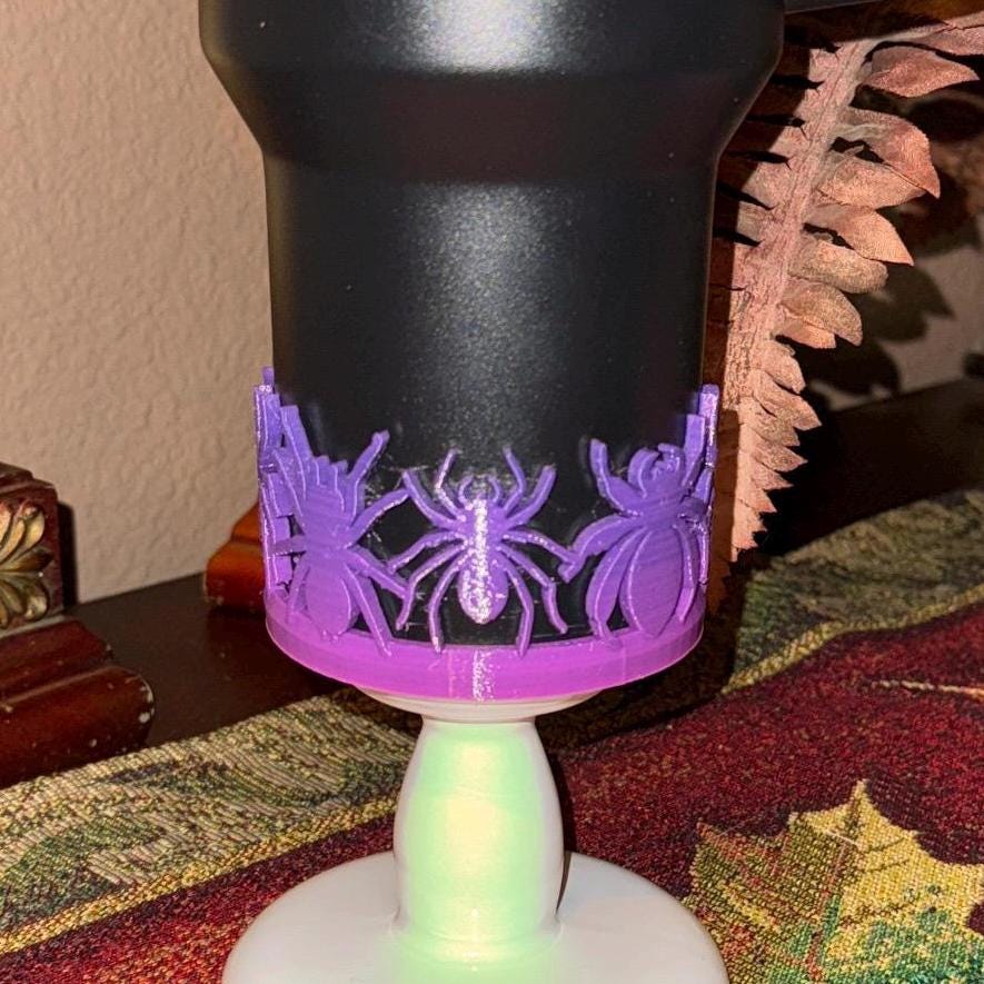 Spellcast Black Bats Moon and Stars Tumbler Topper or boot, for Stanley 20 30 or 40 oz Tumblers, unique gift Halloween accessories