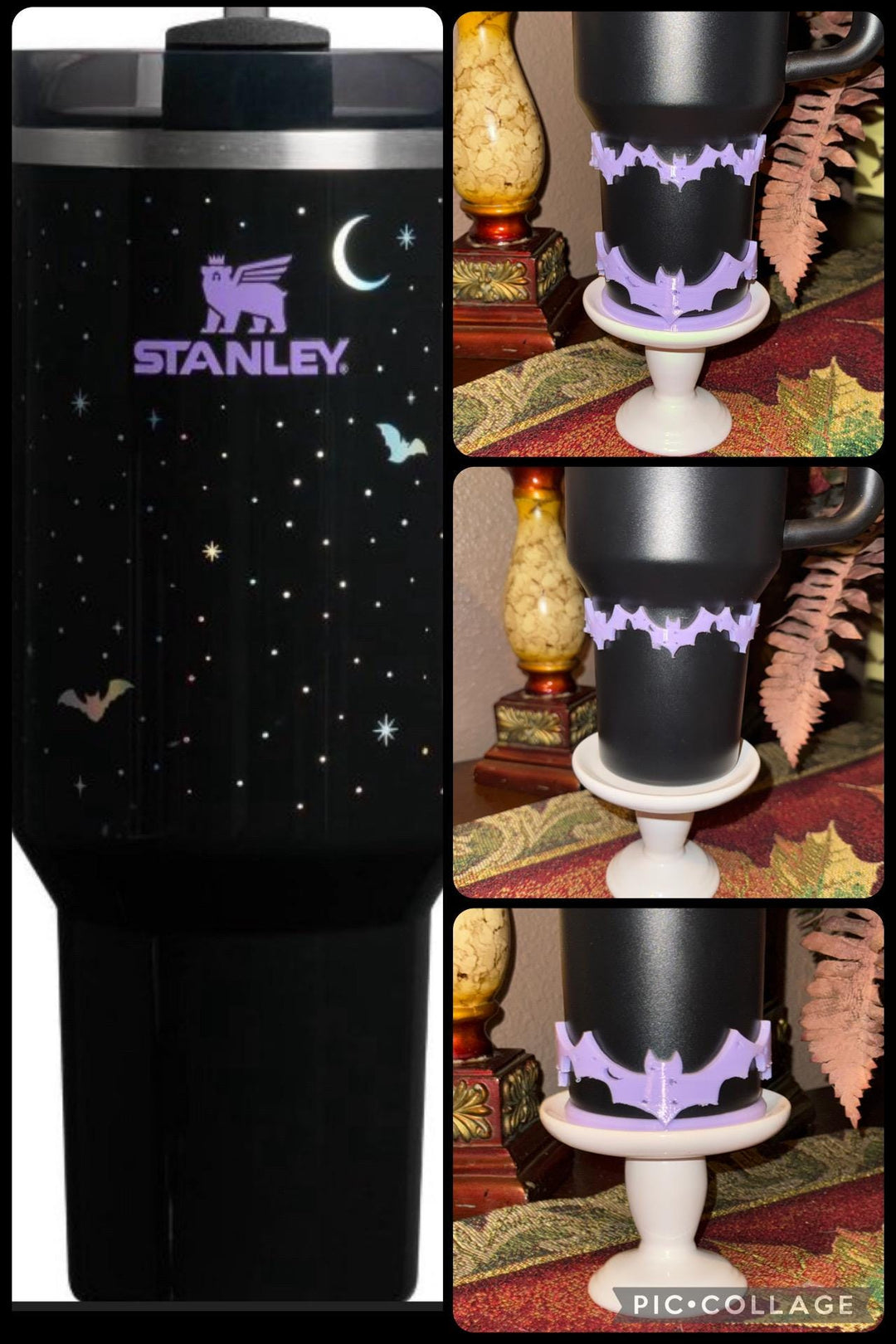Spellcast Lavender Bat Tumbler boot or bangle, for Stanley 20 30 or 40 oz Tumblers, unique gift Halloween accessories