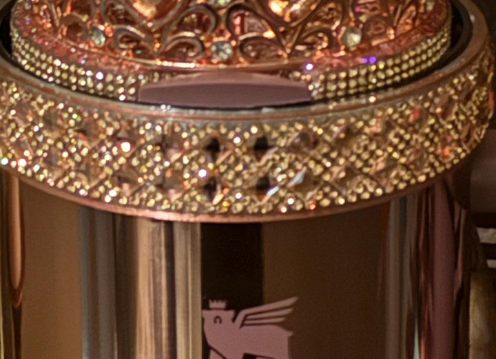 Polished Rose Gold Flat Fancy Rhinestone Tumbler Princess Collection, Stanley tumbler accessories, Heart Bell Topper, Halo Boot Bangles