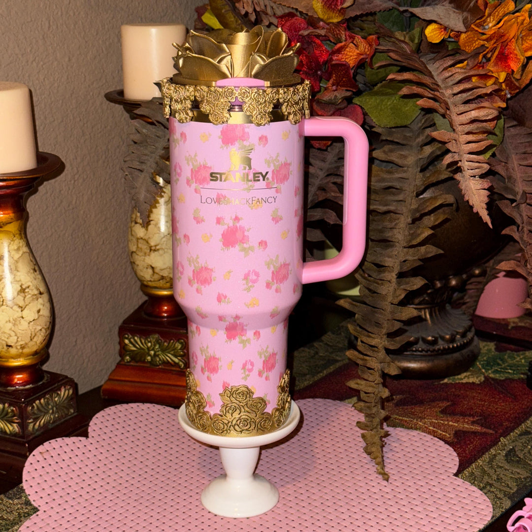 Gold Rose Cluster Tumbler Topper, boot or halo for the Love Shack Fancy Stanley Tumblers