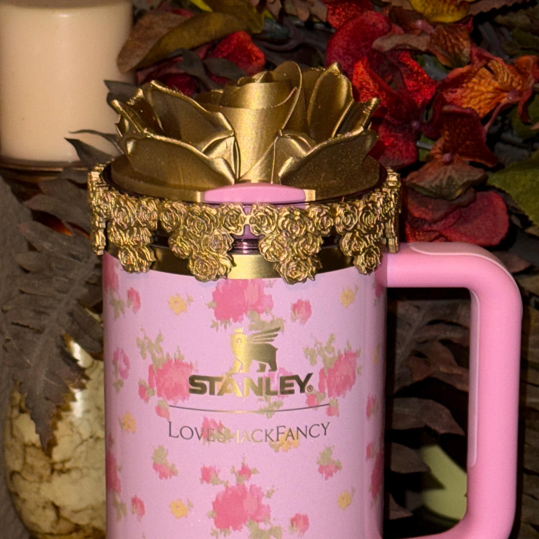 Gold Rose Cluster Tumbler Topper, boot or halo for the Love Shack Fancy Stanley Tumblers
