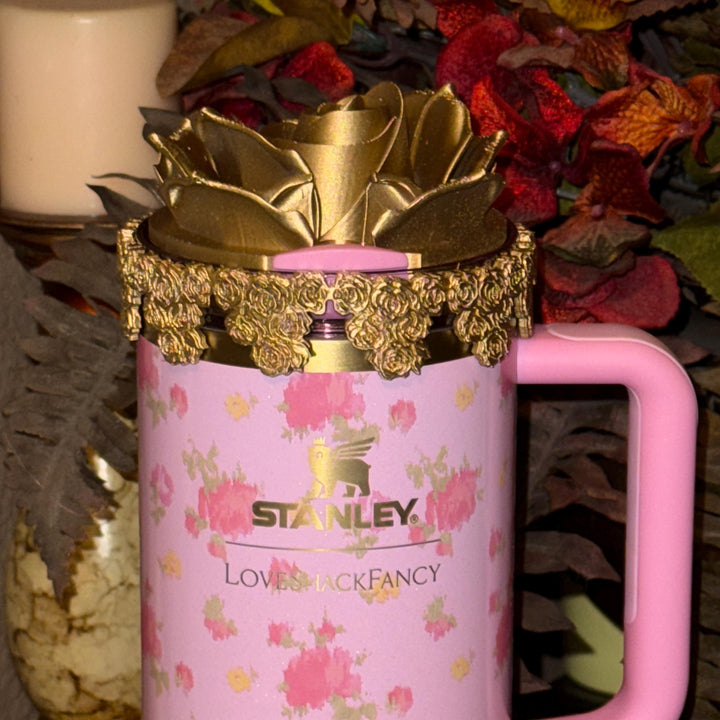 Gold Rose Cluster Tumbler Topper, boot or halo for the Love Shack Fancy Stanley Tumblers