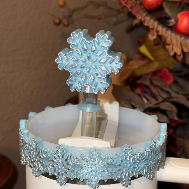 Christmas Snowflake Tumbler Boot, Protective Sleeve, Stanley Tumbler Accessories, unique gift, straw topper