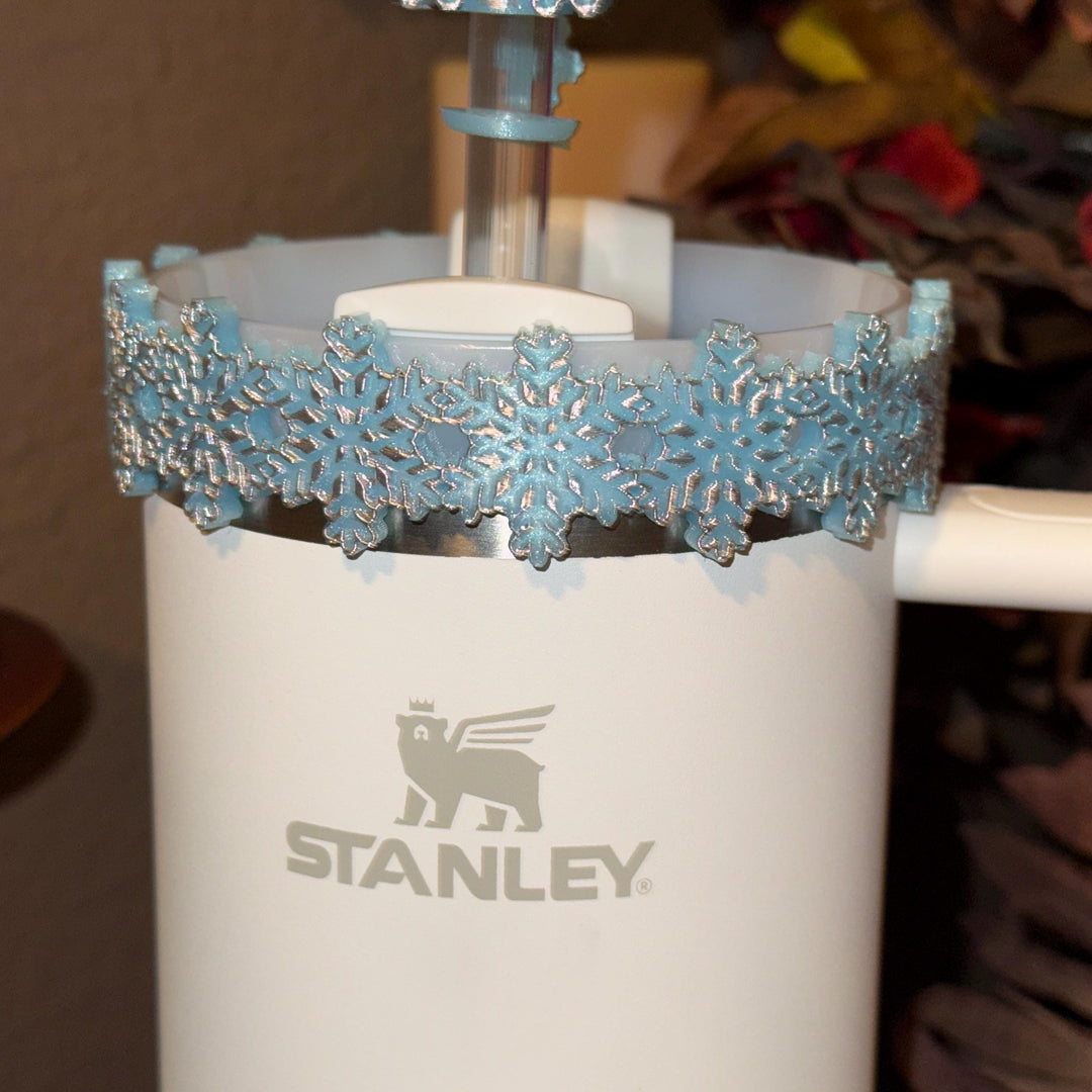 Christmas Snowflake Tumbler Boot, Protective Sleeve, Stanley Tumbler Accessories, unique gift, straw topper