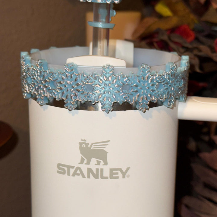Christmas Snowflake Tumbler Boot, Protective Sleeve, Stanley Tumbler Accessories, unique gift, straw topper