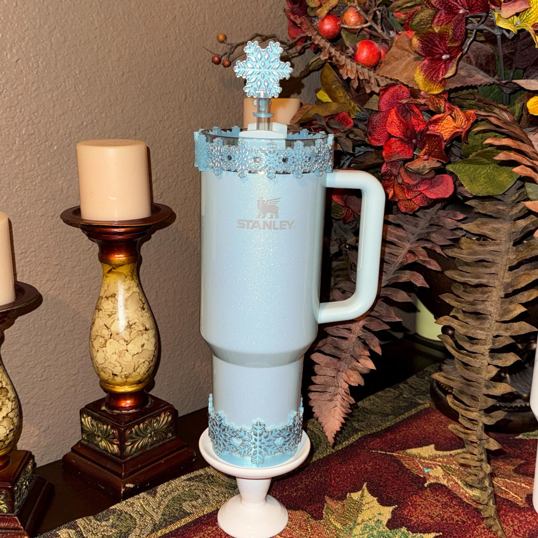 Christmas Snowflake Tumbler Boot, Protective Sleeve, Stanley Tumbler Accessories, unique gift, straw topper