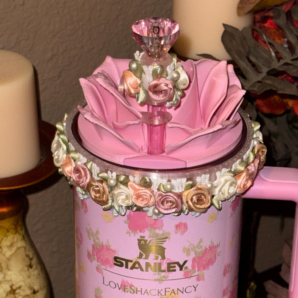 LSF Spring Floral Fancy Pearl Accessory Collection for Stanley tumblers, Halo Lid Band Bangle Boot Rose Lace, Unique Gift Hot Seller