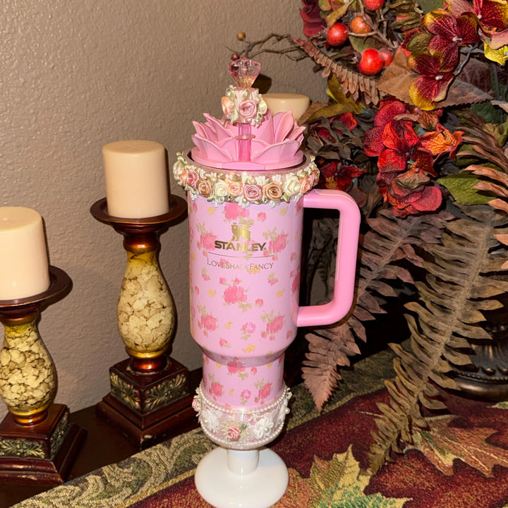LSF Spring Floral Fancy Pearl Accessory Collection for Stanley tumblers, Halo Lid Band Bangle Boot Rose Lace, Unique Gift Hot Seller