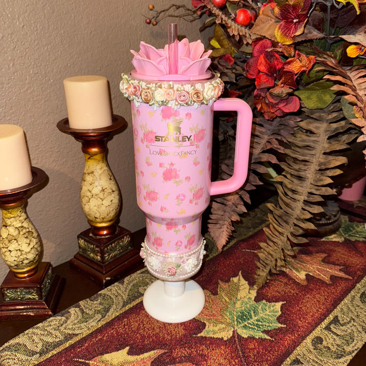 LSF Spring Floral Fancy Pearl Accessory Collection for Stanley tumblers, Halo Lid Band Bangle Boot Rose Lace, Unique Gift Hot Seller