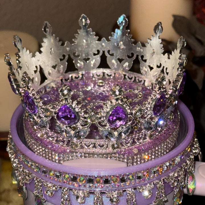 Starlit Iris Lavender Lilac Iridescent Rhinestone Princess Accessories for Stanley tumblers, Princess Crown Topper Bling Bangle Band