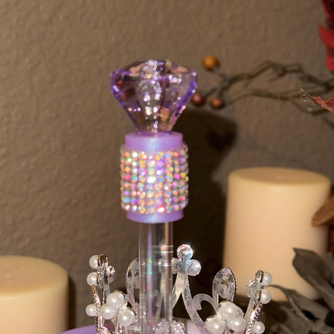 Starlit Iris Lavender Lilac Iridescent Rhinestone Princess Accessories for Stanley tumblers, Princess Crown Topper Bling Bangle Band