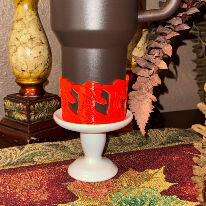 Orange Cowboy Boots Hat Cowgirl Western Camo Tumbler Boot, fits Stanley Tumbler, Cup Boot Sleeve, Unique Gift