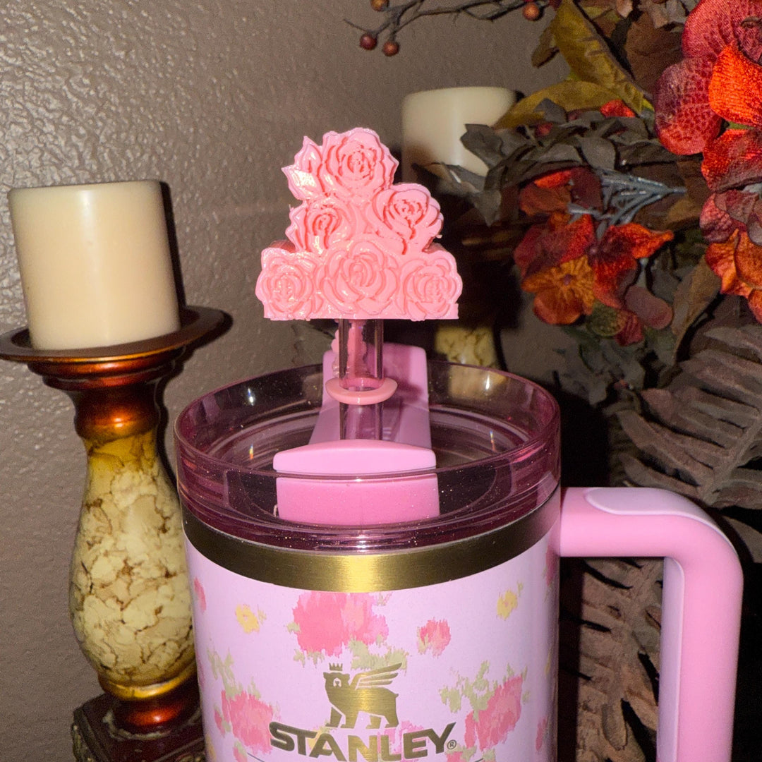 Rose Cluster Tumbler Topper, boot or halo for the Love Shack Fancy Stanley Tumblers, Pink accents with gold, Stanley Accessories BEST SELLER