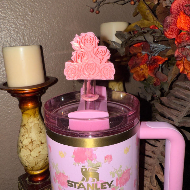 Rose Cluster Tumbler Topper, boot or halo for the Love Shack Fancy Stanley Tumblers, Pink accents with gold, Stanley Accessories BEST SELLER