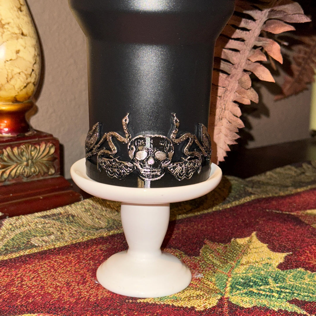 Deadly Damask tumbler boot, for Stanley 20 30 or 40 oz Tumblers, unique gift Halloween accessories black moth snake sugar skull