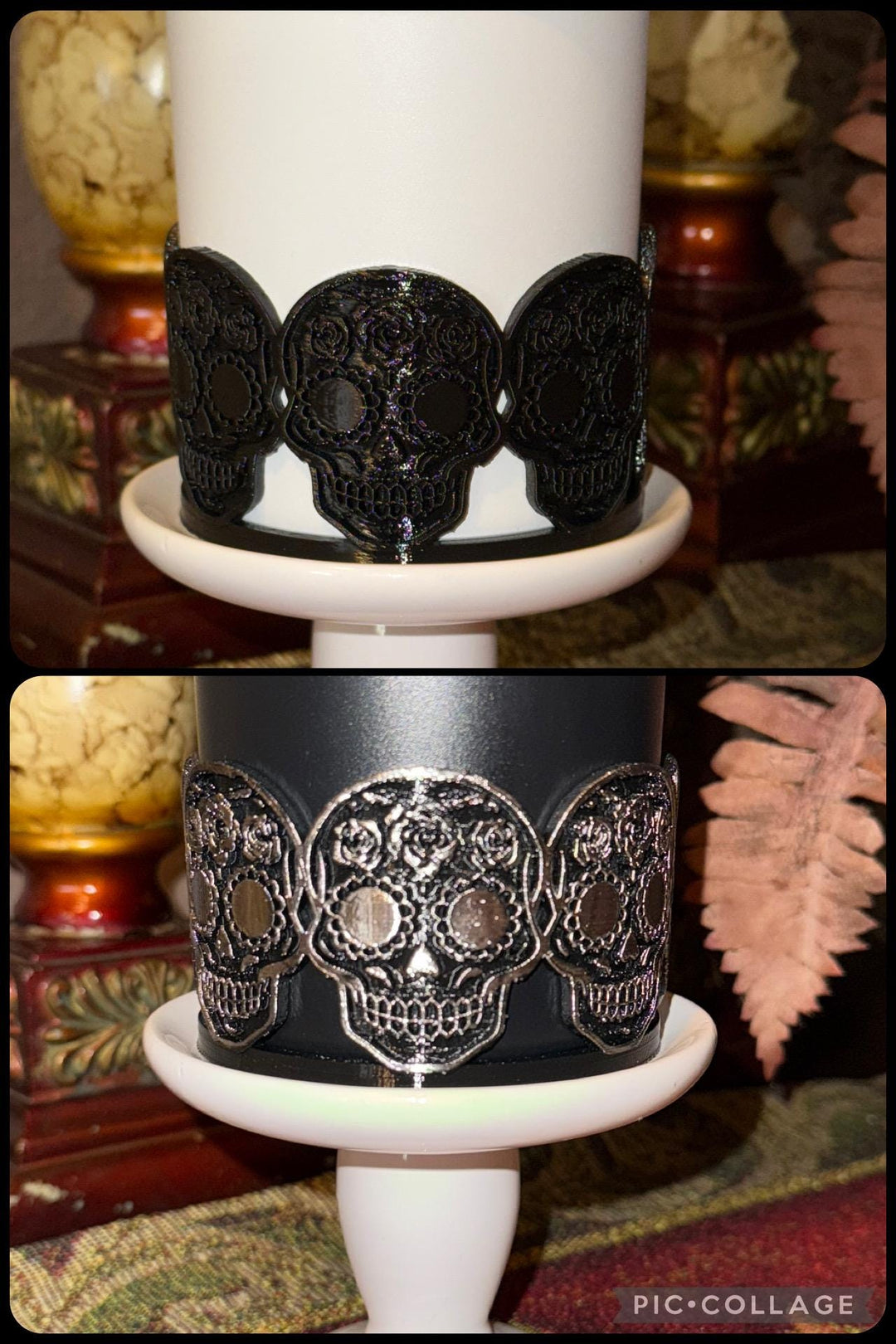 Skull Boot for the Coldest Starry Skulls Stanley Deadly Damask or Catrina Collection, sugar skull, silver or gold, Halloween