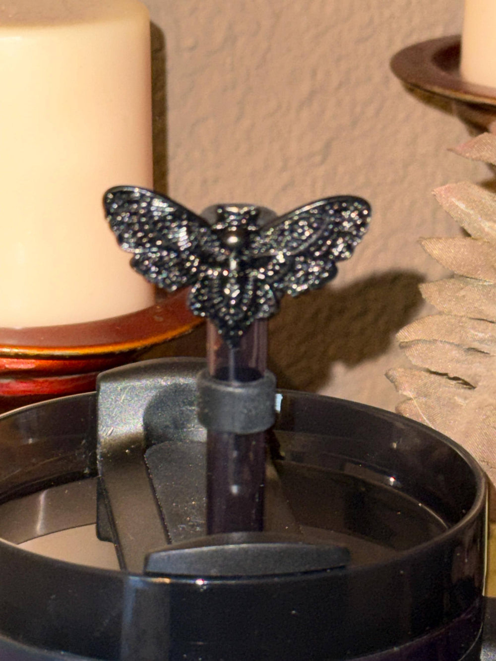 Black Moth Deadly Damask Enamel Straw Cap, for Stanley 20 30 or 40 oz Tumblers, unique gift Halloween accessories