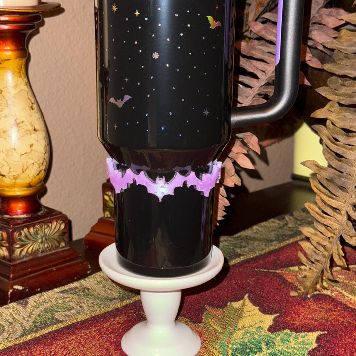 Spellcast Lavender Bat Tumbler boot or bangle, for Stanley 20 30 or 40 oz Tumblers, unique gift Halloween accessories