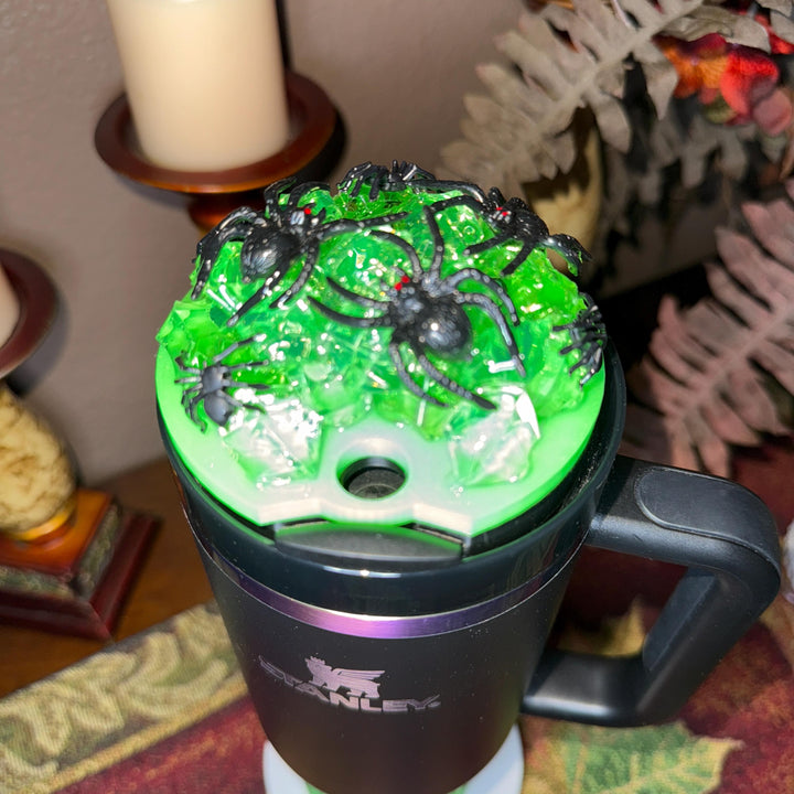Multi Spider Glow in the Dark Halloween Spider Topper, Fits 30 40 oz Stanley Unique Gift, Spooky Season