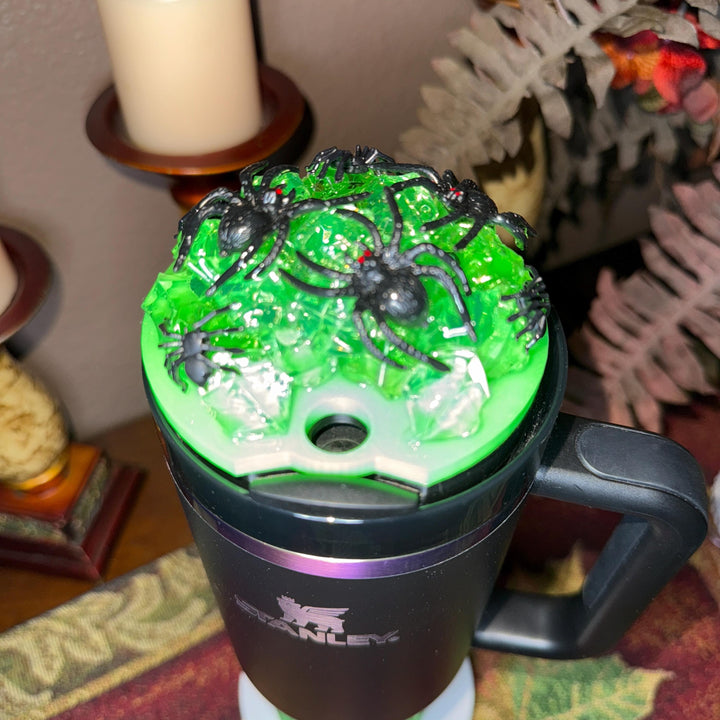 Multi Spider Glow in the Dark Halloween Spider Topper, Fits 30 40 oz Stanley Unique Gift, Spellcast Spooky Season