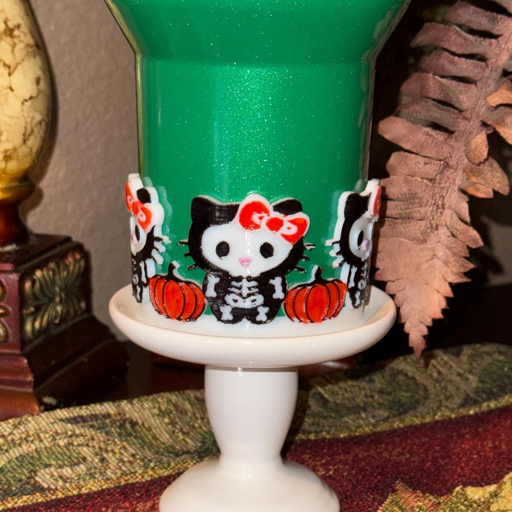 Cute Halloween CAT Tumbler Boot, flowers bows, Cup Sleeve, Festive Accessories for 20 30 and 40 oz Stanley, Unique Gift, hand painted