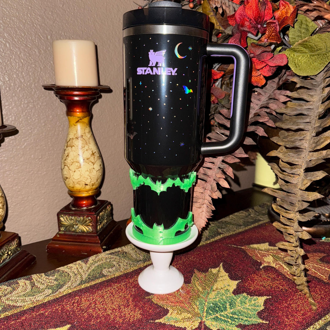 Spellcast Glow in the Dark Bat Tumbler boot or bangle, for Stanley 20 30 or 40 oz Tumblers, unique gift Halloween accessories