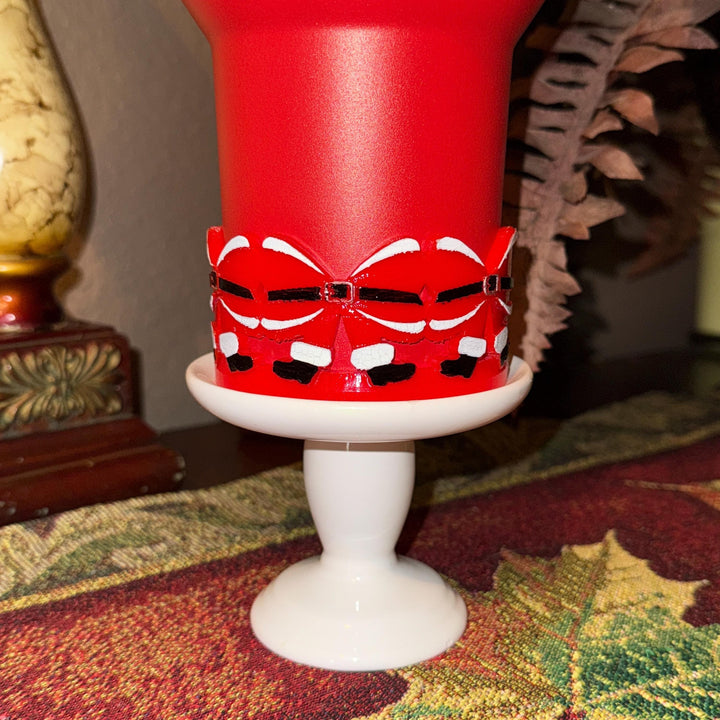 Santa Bow Tumbler Boot, Unique Christmas gift, Fit 20 30 oz and 40 oz Stanley and 40 oz Brumate Hydrojug Coldest, Red White hand painted
