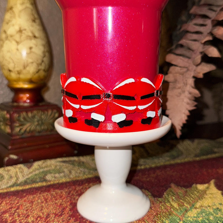 Santa Bow Tumbler Boot, Unique Christmas gift, Fit 20 30 oz and 40 oz Stanley and 40 oz Brumate Hydrojug Coldest, Red White hand painted
