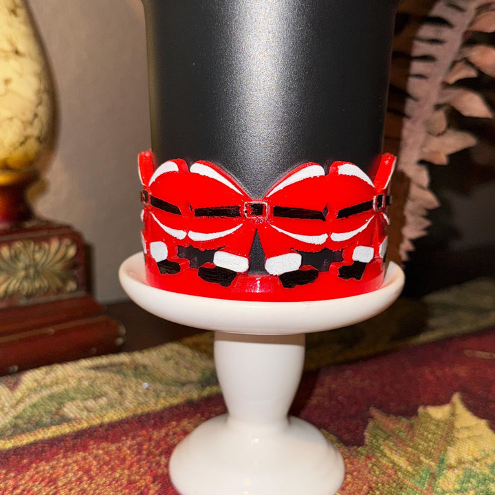 Santa Bow Tumbler Boot, Unique Christmas gift, Fit 20 30 oz and 40 oz Stanley and 40 oz Brumate Hydrojug Coldest, Red White hand painted