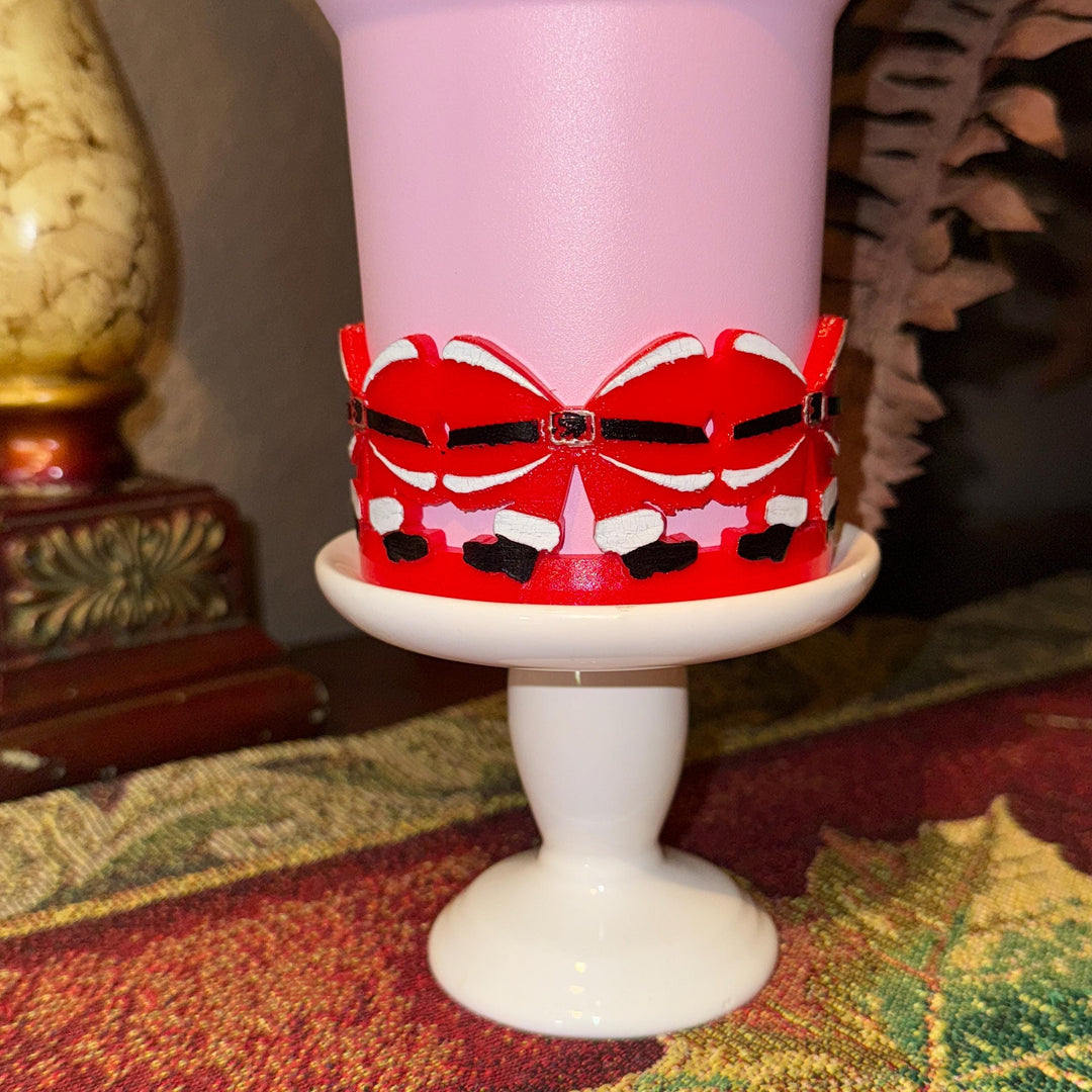 Santa Bow Tumbler Boot, Unique Christmas gift, Fit 20 30 oz and 40 oz Stanley and 40 oz Brumate Hydrojug Coldest, Red White hand painted