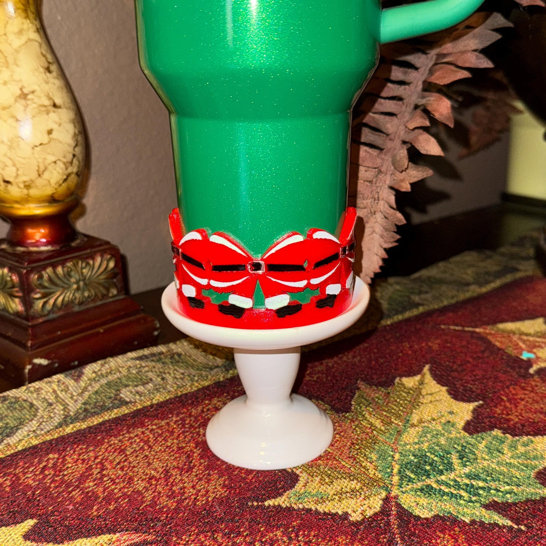 Santa Bow Tumbler Boot, Unique Christmas gift, Fit 20 30 oz and 40 oz Stanley and 40 oz Brumate Hydrojug Coldest, Red White hand painted