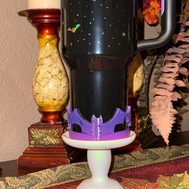 Spellcast Black Bats Moon and Stars Tumbler Topper or boot, for Stanley 20 30 or 40 oz Tumblers, unique gift Halloween accessories