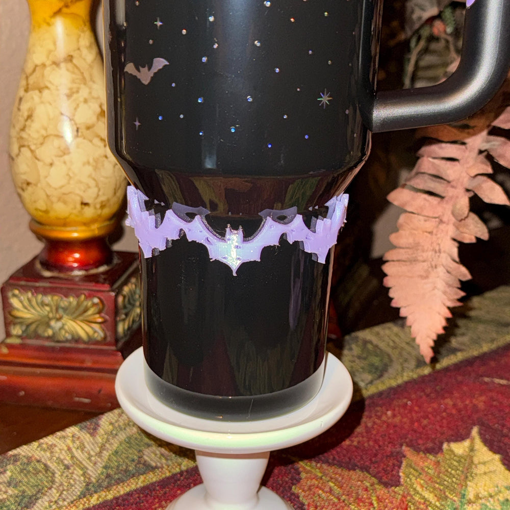 Spellcast Lavender Bat Tumbler boot or bangle, for Stanley 20 30 or 40 oz Tumblers, unique gift Halloween accessories