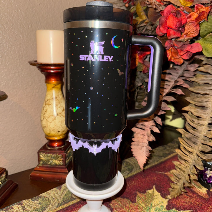 Spellcast Lavender Bat Tumbler boot or bangle, for Stanley 20 30 or 40 oz Tumblers, unique gift Halloween accessories