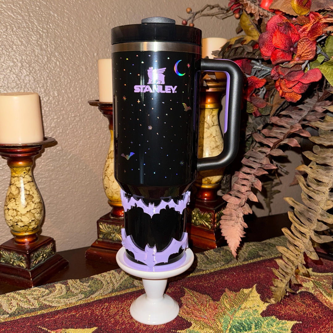 Spellcast Lavender Bat Tumbler boot or bangle, for Stanley 20 30 or 40 oz Tumblers, unique gift Halloween accessories