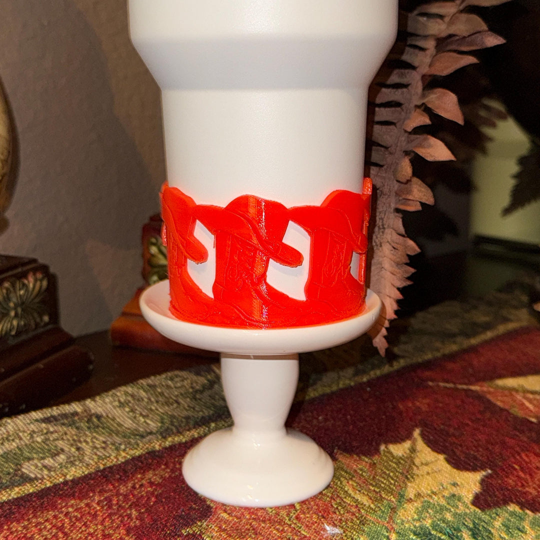 Orange Cowboy Boots Hat Cowgirl Western Camo Tumbler Boot, fits Stanley Tumbler, Cup Boot Sleeve, Unique Gift