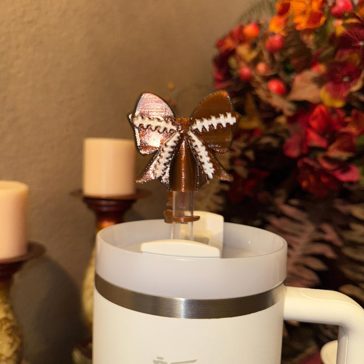 Football Bow Tumbler Boot, Straw topper buddy or slider, Sports Accessories, Protective Sleeve, Fit's Stanley and otherTumblers, HOT SELLER