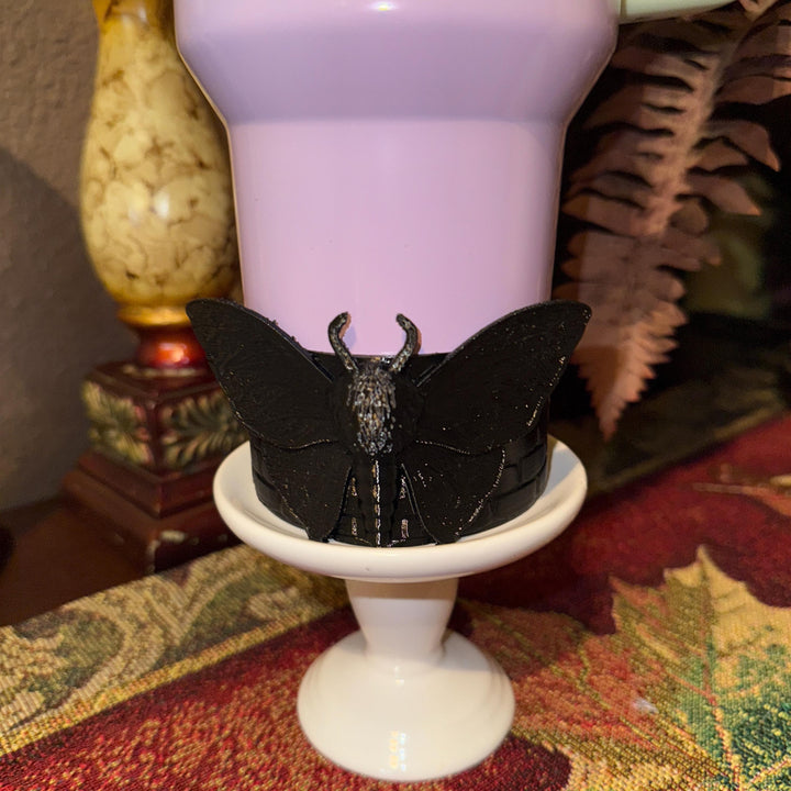 Black Moth Deadly Damask tumbler boot, for Stanley 20 30 or 40 oz Tumblers, unique gift Halloween accessories