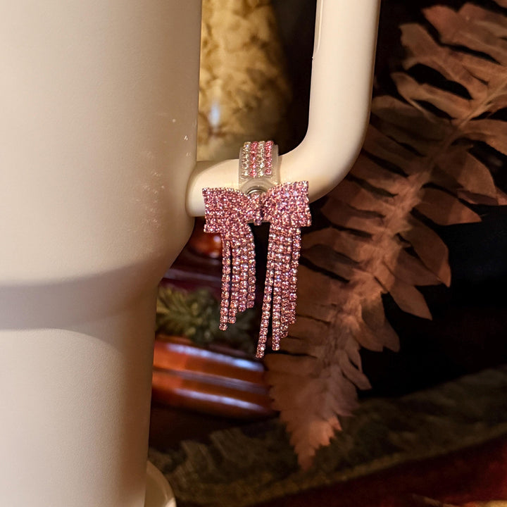Beautiful Bow and Bling Rhinestone Cup Handle Clip – Magnetic Tumbler Charm Accessory